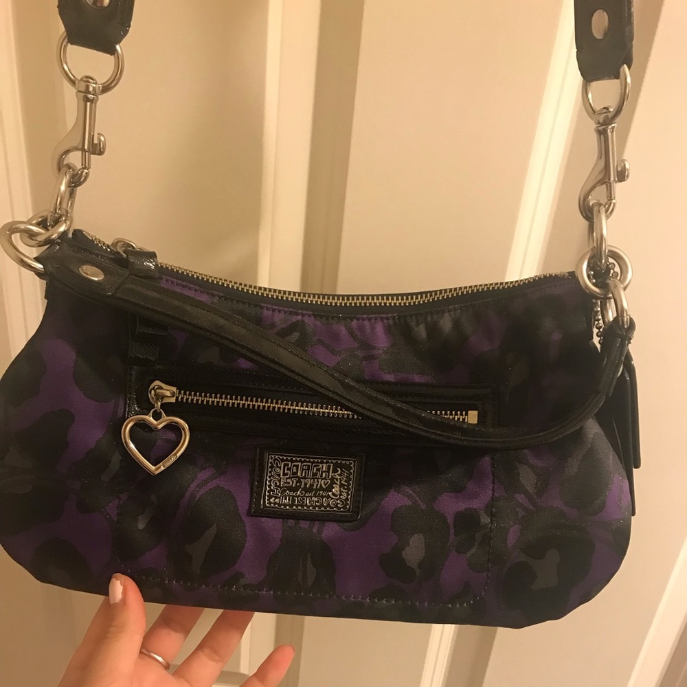 Coach purple leopard print handbag